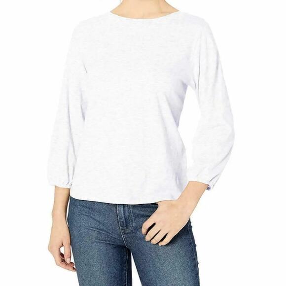 Daily Ritual NEW Pima Cotton Modal Heathered Gray Knit Poof 3/4 Sleeve Top XL - Picture 11 of 12